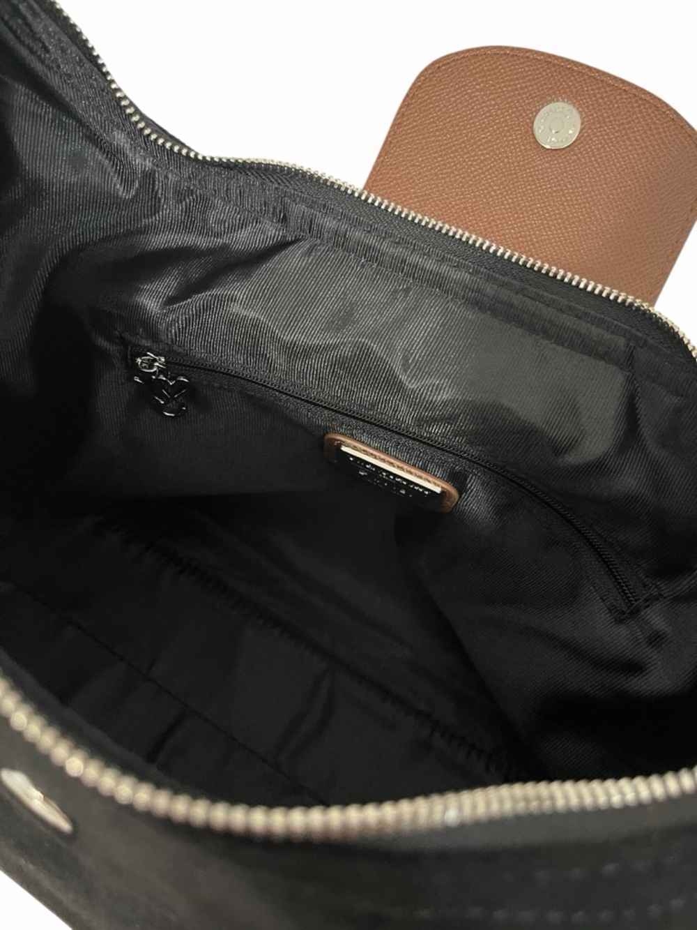 Black Suede 2 Way Bag with Brown Leather Trim and Strap - Picture 8 of 11